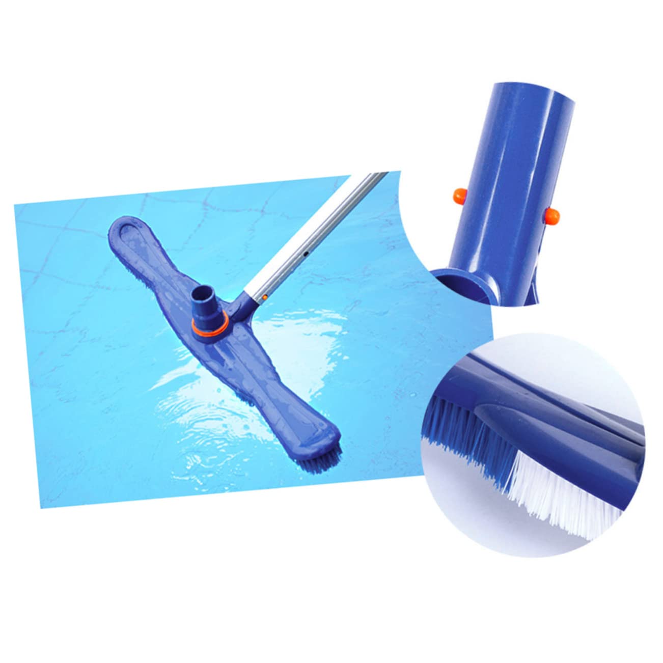 Brosse Bleus Piscine pour 20 Pouces en Plastique à Poils | Brosse Robuste en Aluminium, Nettoyage Rigoureux des Parois Fond, Fête Estivale