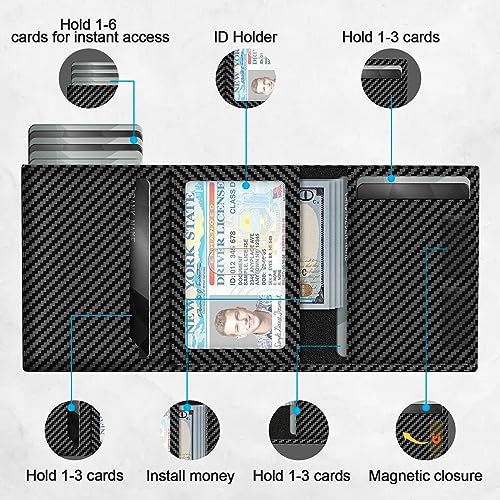 GAOCHALE Wallet for Men Pop up Card Holder, Smart, Slim, Minimalist Design for Front Pocket, Premium RFID Blocking, 10-14 Card Capacity | ID Window | Cash Slot(Carbon)3