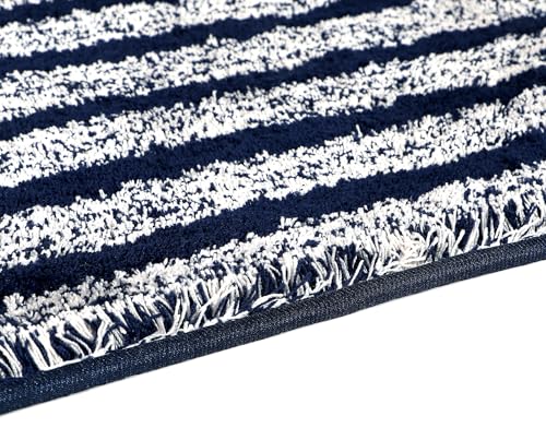 Image of RD TREND Microfiber Anti-Slip Door Mat for Entrance 60x90 cm | Anti-Skid, Quick Dry & Washable | Soft Absorbent Floor Mat for Bedroom, Home, Office & Kitchen (Navy Snow White)