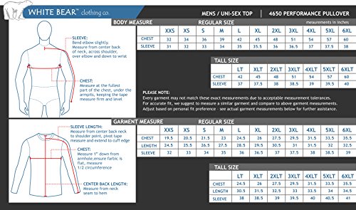 White Bear Clothing Co. Performance Pullover Style 4650, 18 Sizes: XXS-6XL, LT-6XT2