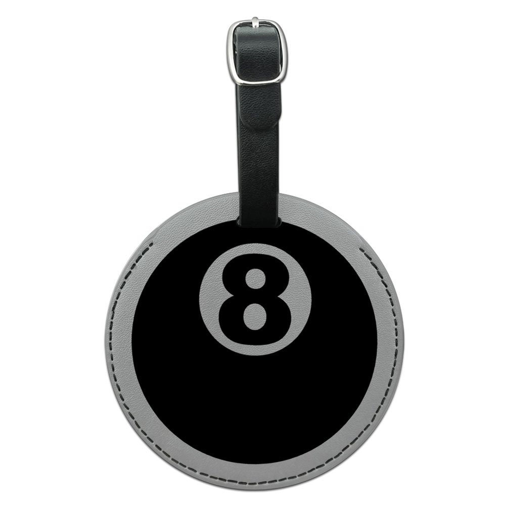 Graphics & More Eight Ball Pool Billiards Round Leather Luggage Id Tag Suitcase Carry-on, Black