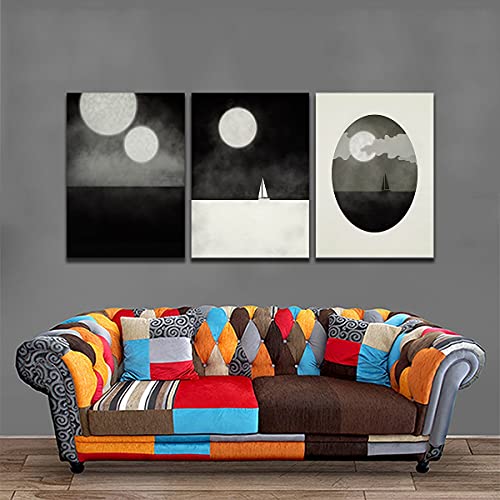 Tableau mer abstrait triptyque pour salon | Décoration murale design - 4