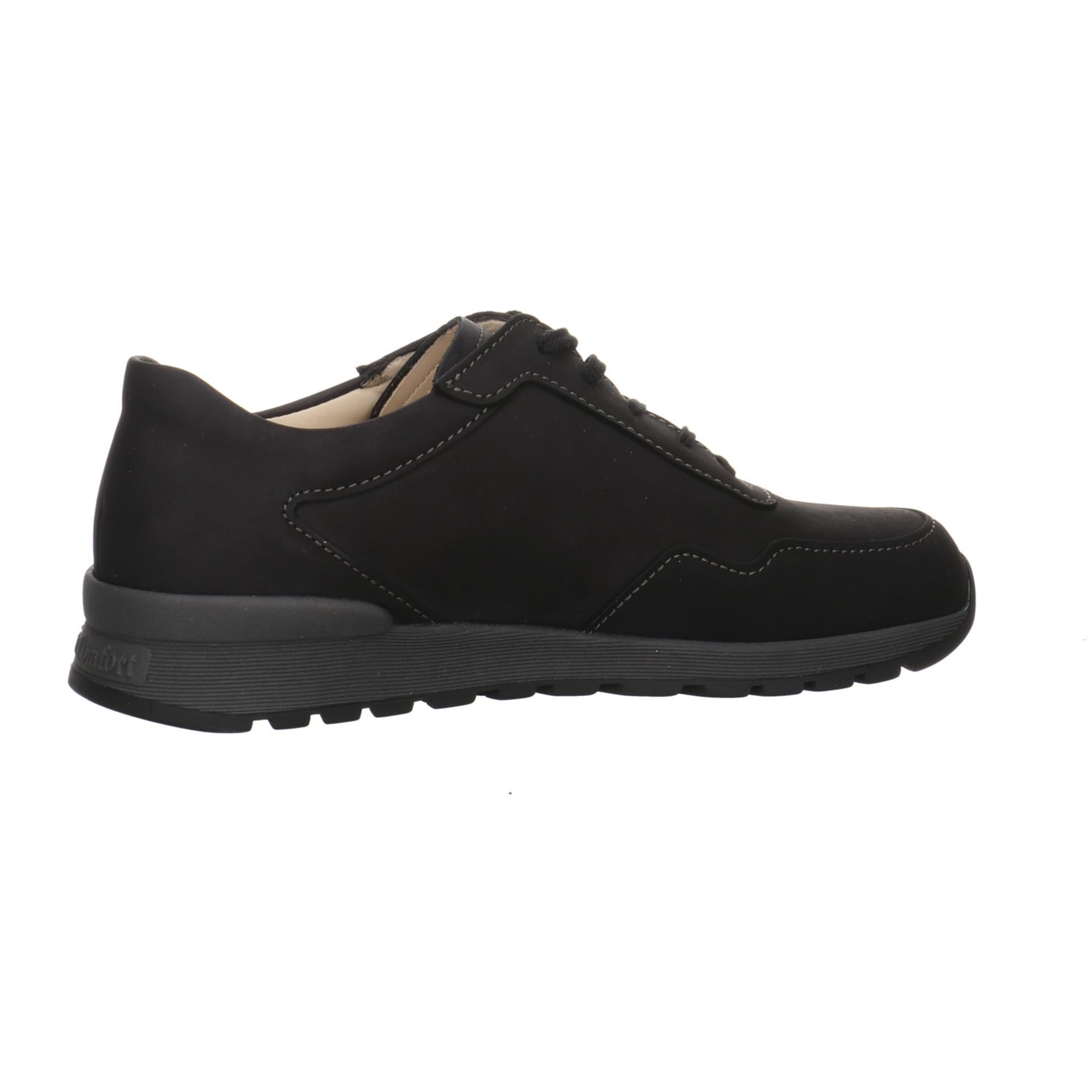 Finn Comfort Prezzo Scarpe basse da uomo con lacci, in pelle nabuk, per il tempo libero, eleganti, tinta unita Prezzo con lacci, larga, nubuck da uomo, Nero , 47 EU