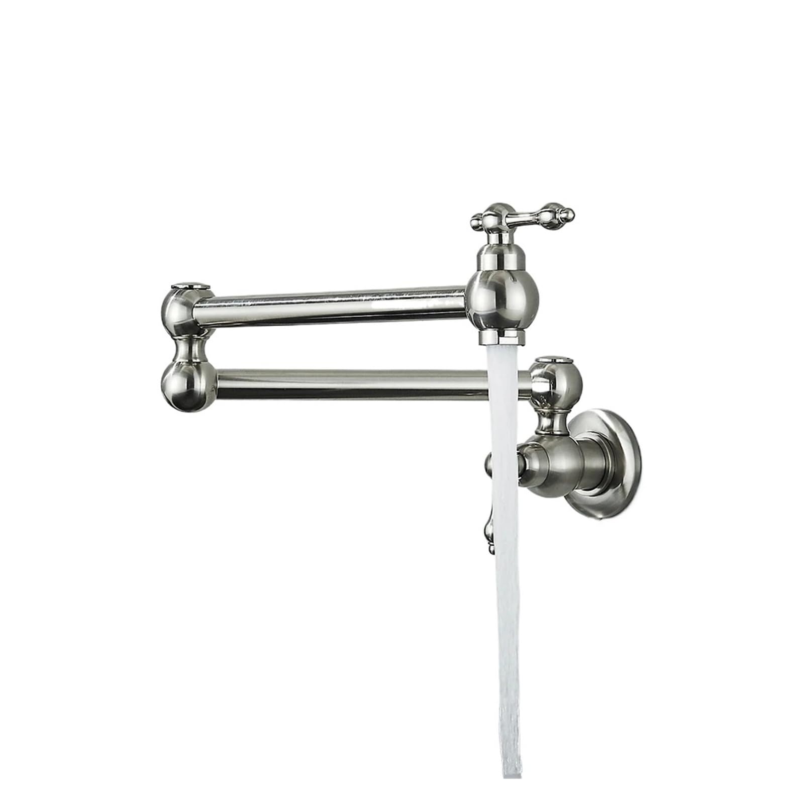 ZQFHSX Kitchen Sink Cold Water Tap Faucet Wall Mounted Brass Basin Pot Filler for Most Scenarios(Nickel B)