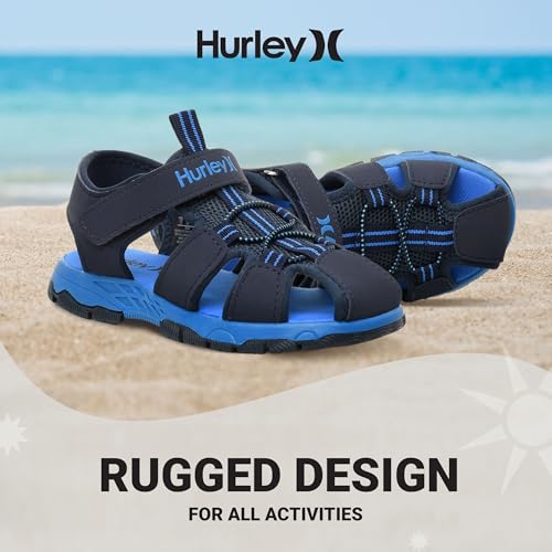 Hurley Kid's Deck Water Sandals, Sports and Beach Sandals for Boys and Girls, Lightweight Semi Closed Toe Sandals with Adjustable Upper - for Outdoors, Water Play and Pool3