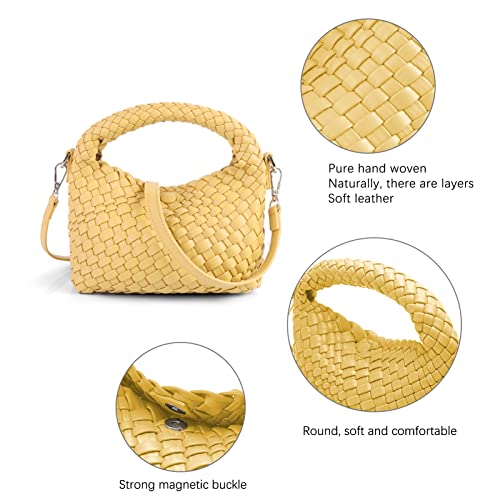 Image of Maydear Woven Purse for Women, Small Top Handle Handbag with Detachable Shoulder Strap, Crossbody Bag