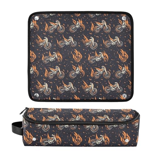 Motorbike Fire Marble Bolsa de Viaje para Herramientas de Cabello Resistente al Calor para Planchas y Rizadores, Organizador Portátil para Cuidado del Cabello miniatura 3