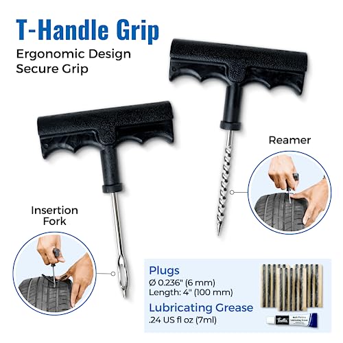 Tirellix Flat Tire Repair Kit (with Trimmer) - 24 Piece Tire Puncture Repair Kit for Car, Auto, Emergency Tire Repair Tools and Tire Plugs in Zippered Organizer Carry Case, for Tubeless Tires - Image 6