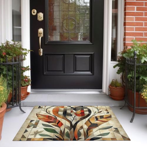 Tapis salon brun lavable antidérapant résistant aux taches