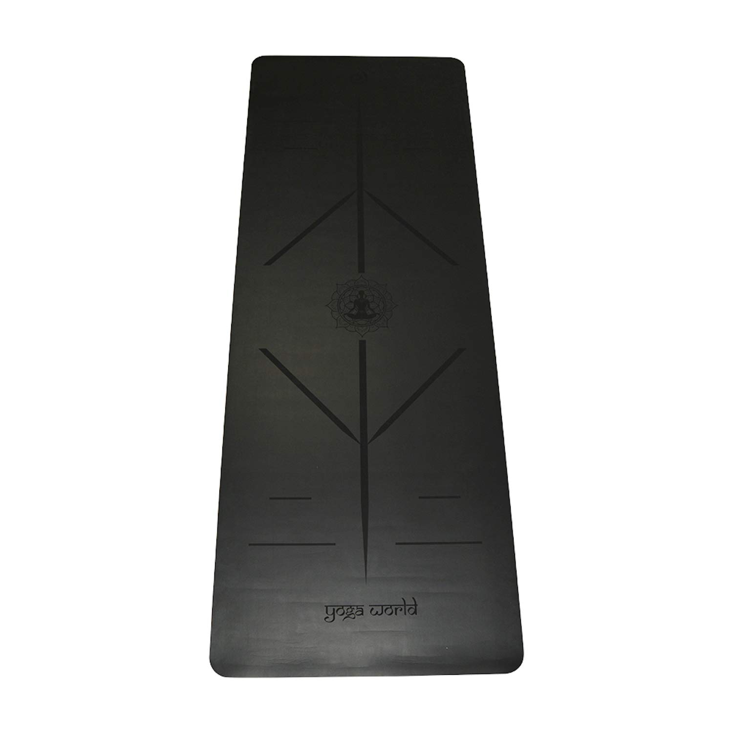 Yoga World Alignment - Esterilla de yoga antideslizante, parte inferior de goma TPE – grueso y duradero para pilates y entrenamiento en casa – Cojín ecológico biodegradable – 182,88 x 66 cm (negro)