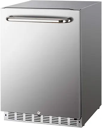 HCK Outdoor Refrigerator 24 Inch, 161 Can Beverage Fridge with Stainless Steel Door