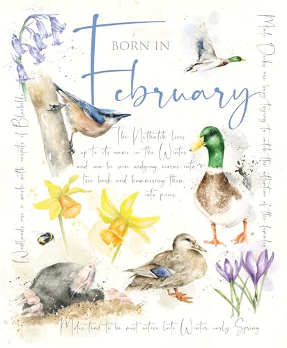 Cherry Orchard Born in February, Birthday Card for February Birthday, from Nature's Diary Collection