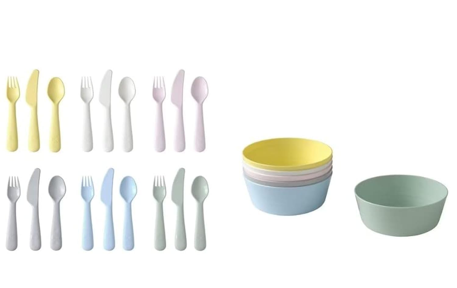 IKEA Plastic Cutlery & Bowls - 18 Piece Set -1 IKEA Plastic Cutlery & Bowls - 18 Piece Set -1