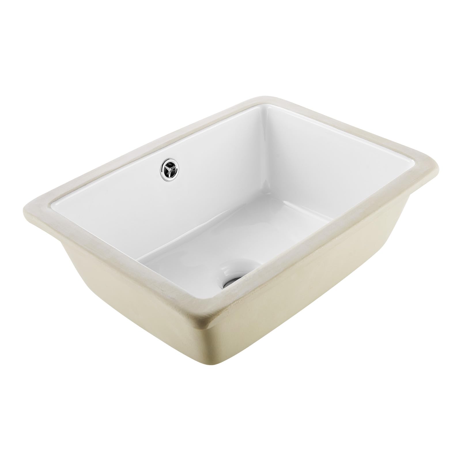 VEVOR Lavabo Bajo Encimera de Cerámica Rectangular, con Rebosadero, Fregadero de Cocina Moderno para Espacios Pequeños, Resistente a las Manchas y el Amarilleo, Color Blanco, 400 x 305 x 180 mm