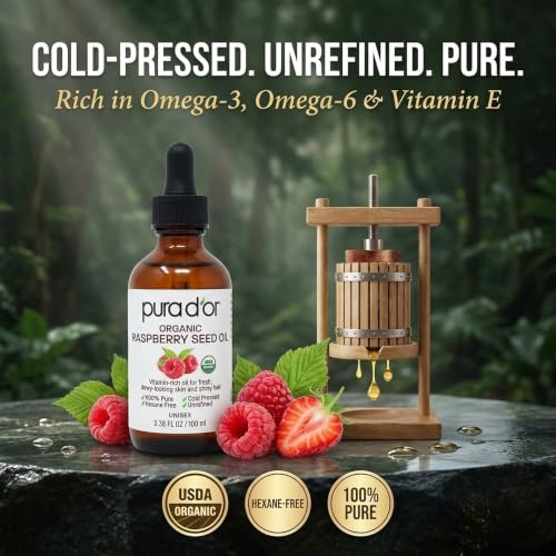 PURA D'OR 3.38 Oz ORGANIC Raspberry Seed Oil - 100% Pure USDA Certified, Cold Pressed Unrefined, Hexane-Free, Premium Grade - Sun Protection For Skin, Body & Hair - image 3