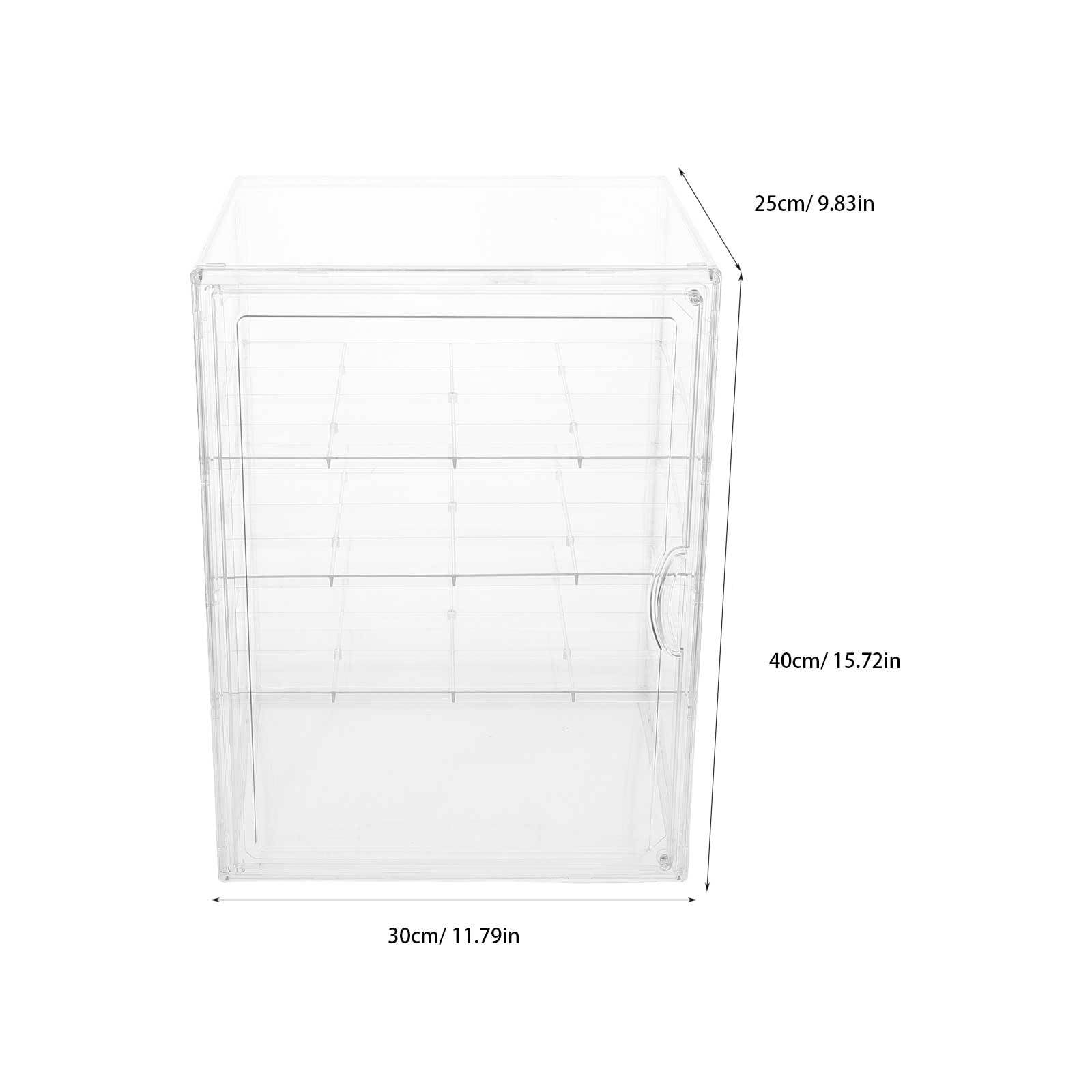 OSALADI Vitrina de Pastelería Transparente de 4 Capas Ajustables, Caja Expositora Desmontable para Pan y Dulces, Vitrina para Alimentos de Cocina 29,5x20x39,5 Cm, Exhibidor para Bollería