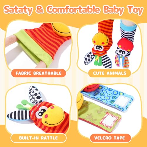 PHEZAPA Baby Toys 0-6 Months, Infant Rattle Socks, Wrist Hand & Foot Finder Socks Set,Soft Newborn Sensory Toys,Infant rattles for Babies 0 3 6 Months,Girl Boy Shower Gifts 6-12 Months - image 3