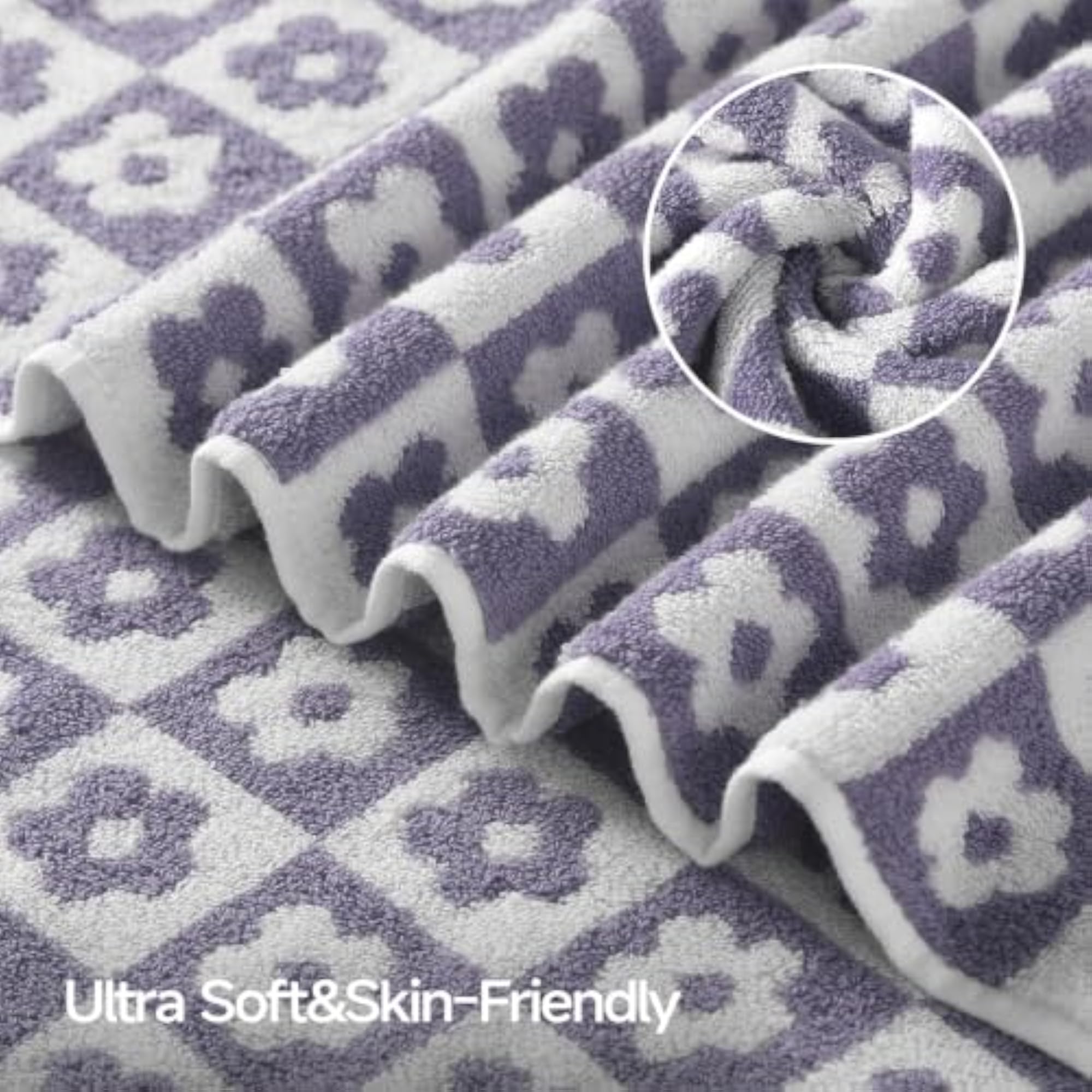2 Pack Floral Hand Towels for Bathroom, 100% Cotton