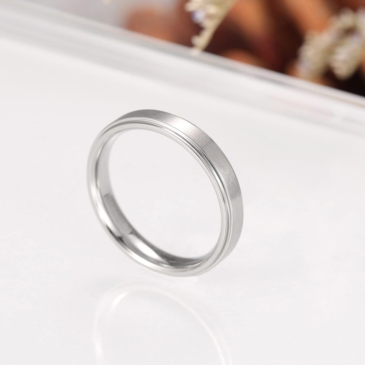 Zakk Ring Herren Damen Titan Verlobungsringe Eheringe Trauringe Silber Gebürstet 4mm 6mm 8mm
