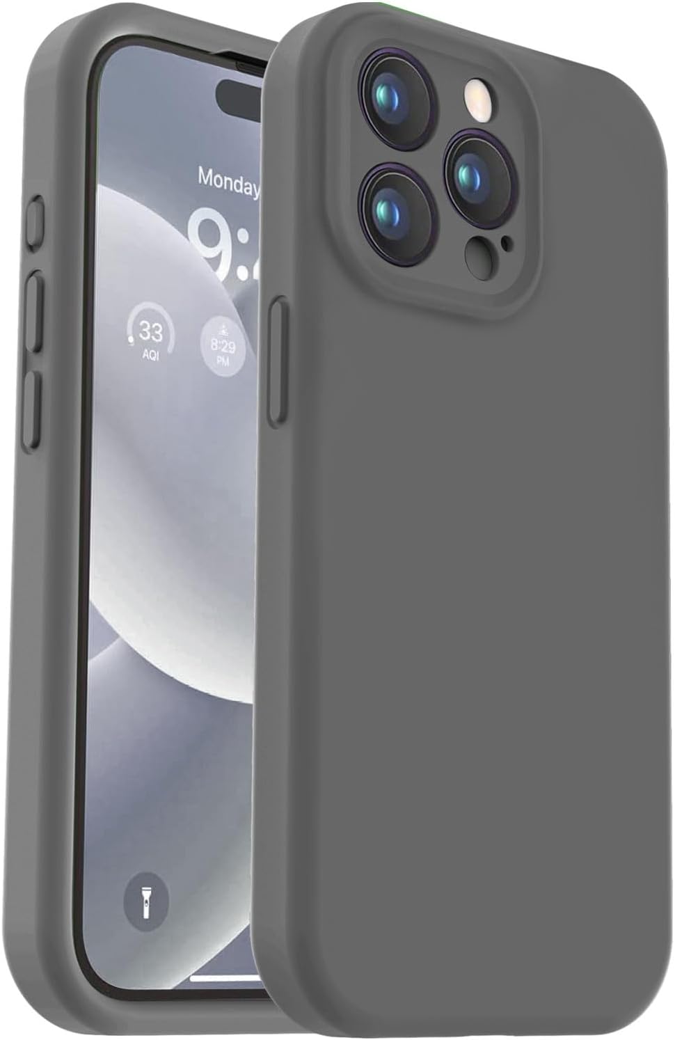 vooii compatible with iphone 15 pro max case, upgraded premium silicone, camera protection soft anti-scratch microfiber lining shockproof phone case for iphone 15 pro max 6.7 inch - dark grey