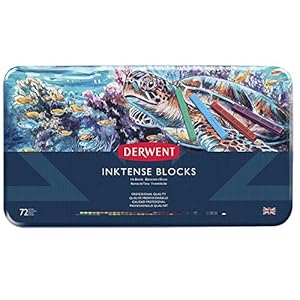 Derwent 2301980 Inktense Permanente Aquarel-schilderblokken, meerkleurig, 72 stuks