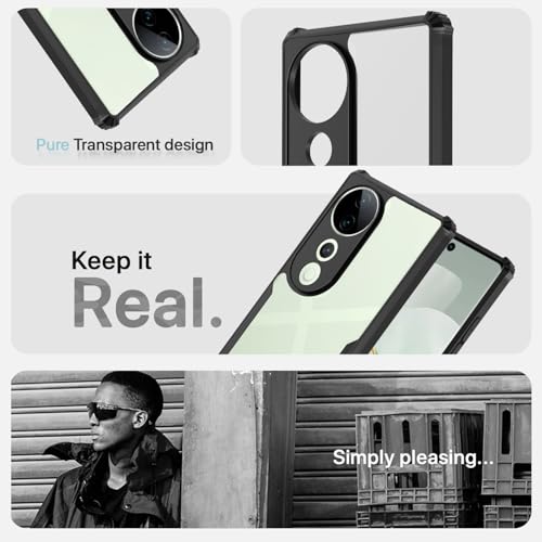 Image of Pikkme Crystal Clear Transparent Back | Ultra Hyrbid | Full Camera Protection | Raised Edge | Bumper Back Case for Vivo V40 5G / V40 Pro 5G / T3 Ultra 5G (Black)