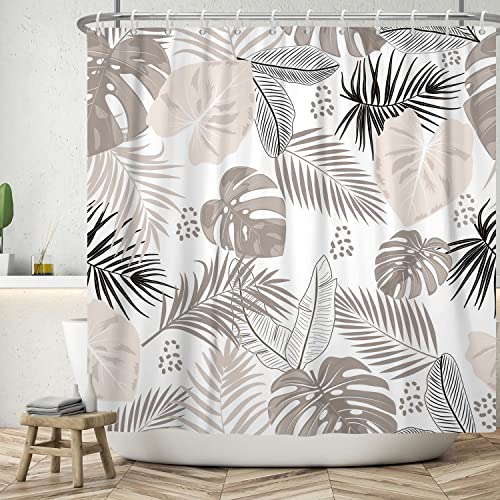 Golden Leaf Duschvorhang 90x215cm - Wasserdichter Badezimmer Vorhang Mit Blattmuster