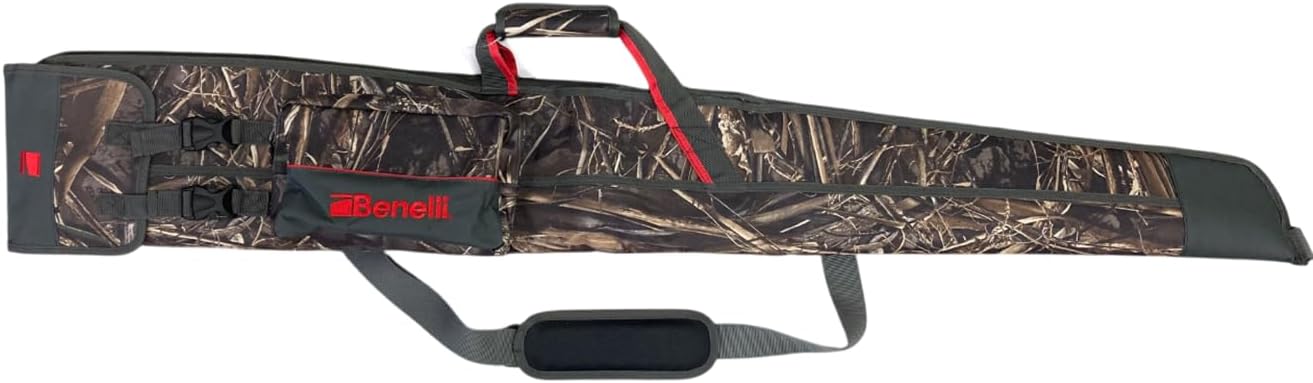 BENELLI Ducker Pro 53" Shotgun Waterfowl Hunting Gun Case, Max-7 Camo, 600D PVC-Backed, Water-Resistant Zipper, Oversized Pouch & Carry Strap, with Padded Sling