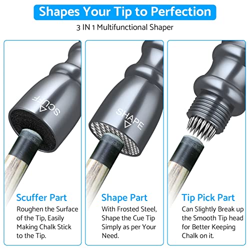 ESYNiC 3 in 1 Pool Cue Tip Tool per Snooker