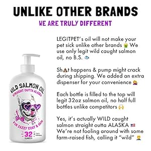 Wild Alaskan Salmon Oil for Dogs & Cats – Pure Fish Omega 3 6 9 Liquid EPA DHA Fatty Acids – Skin & Coat Supplement – Supports Joint Function, Brain, Eye, Immune & Heart Health – Made in USA 32 oz