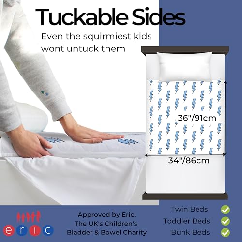Image of Hygge Sheets Potty Training Pee Pads for Kids, Toddlers - 100% Waterproof, Non Slip Bed Wetting Pad for Twin Beds - Washable, Reusable Mattress & Sheet Protector - Lightning