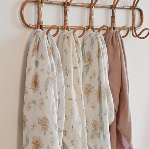 Image of GLLQUEN BABY Receiving Blanket Boy Cotton Muslin Swaddle Blankets Girl Newborn Squares Breathable & Soft Thin Baby Blankets Cloths Double Absorbent Infant Swaddling Wrap - 6 Pack (Sunflower)