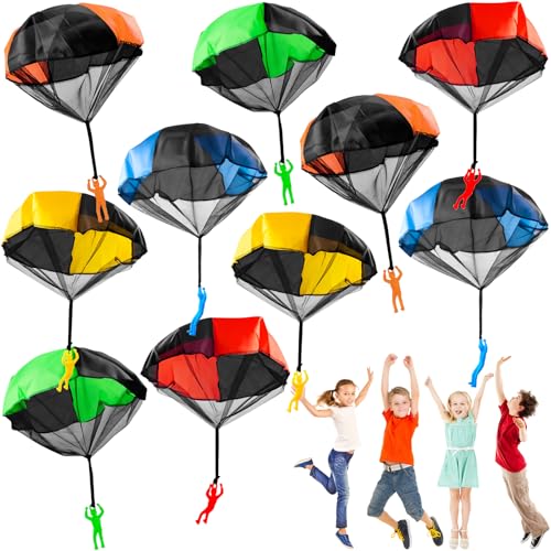 OJYUDD 10 Pack Parachute Toy for Kids,Tangle Free Figures Parachute,Throwing Flying Toys Parachute for BoysGirls Indoor & Outdoor,Gift,Party Favors(5...