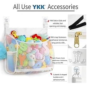 Baby Mesh Bath Toy Organizer, Multiple Ways to Hang, Ultra Large Capacity & Large Opening, Bathroom Toy Holder, Bath Toy Storage Bag With 2 Side Pockets (Large White) Baby Mesh Bath Toy Organizer Multiple Ways to Hang Ultra Large Capacity Large Opening Bathroom Toy Holder Bath Toy Storage Bag With 2 Side Pockets Large White