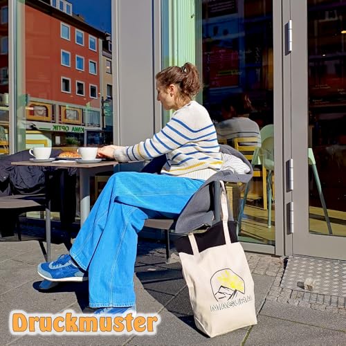 Cottonbagjoe stylische geräumige Tragetasche mit Reißverschluss Baumwolltasche Stofftasche Shopper Handtasche mit großem Boden 1 Tasche