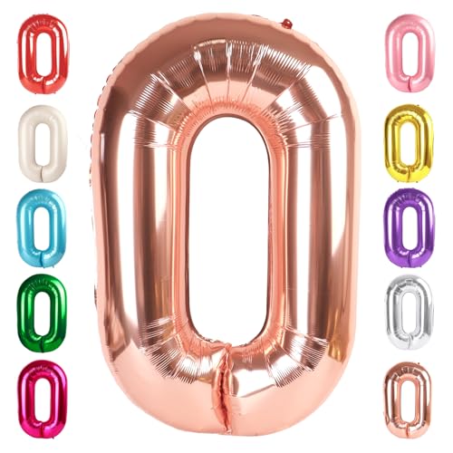 Image of Number 0 Balloon Birthday Decorations, 40In Rose Gold Balloons for Party | Eye-catching Appearance, Perfect Decorative Centerpieces, Convenient Self-sealing Structure, Widely for Various Occasions