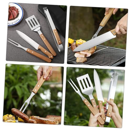Kit de herramientas para parrilla de acero inoxidable con mango ergonómico miniatura 4