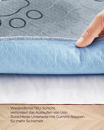 Feandrea Welpen-Unterlagen waschbar, Wiederverwendbare Matten für Hunde, 61 x 46 cm, 2er Set, S, Hundetoilette, auslaufsicher, rutschfest, super saugfähig, grau PTD018G01