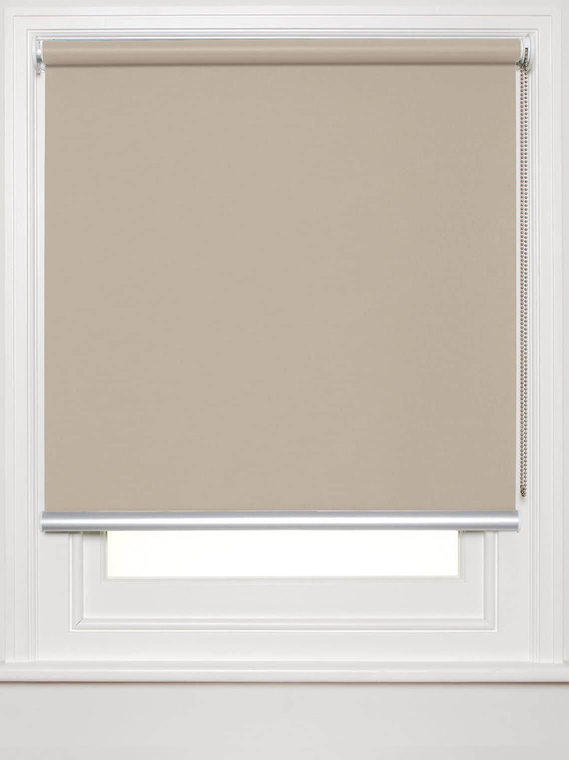 100% Blackout Window Blinds,Roller Shades Blinds for Living Room,Office,Bedroom,UV Protection Fabric,Easy to Install, Beige (46"W x 68"L)