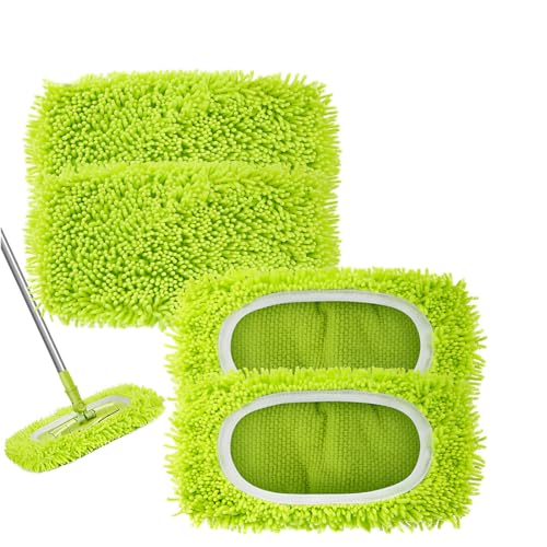 JEYORZY 2 Pièces Chiffons de Serpillière Microfibre pour Sweeper, Serpillière Recharge Balai Vapeur, Lingettes Humides Housse Tampons de Vadrouille Lavables...