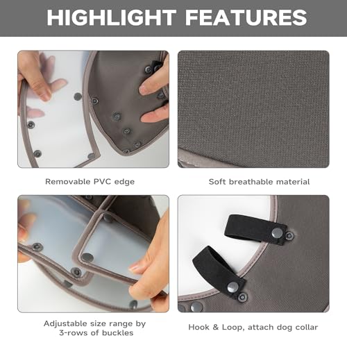 Image of Soft Dog Cone Collar After Surgery,Clear Padded Collar,E-Collars for Dogs to Prevent Licking Wound, Adjustable Dog Recovery Elizabethan Collar S