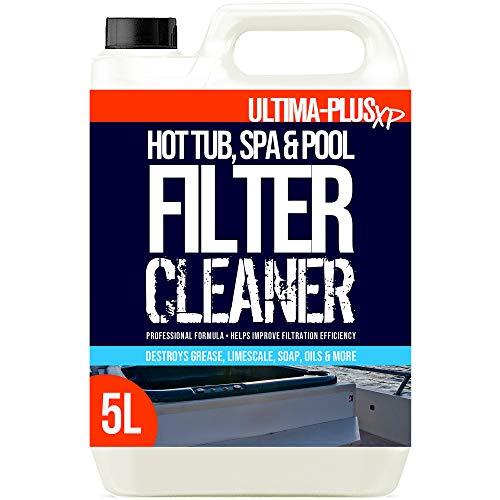 ULTIMA-PLUS XP Hot Tub Spa & Pool Filter Cleaner - Removes Grease Oils Hair & Grime - Helps to Maintain Filter Efficiency Hygienic Water & More (5 Litres)