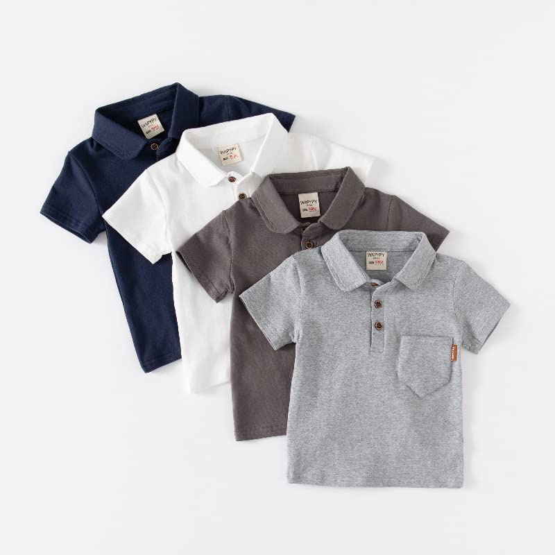 Baby Boys' Solid Color Short Sleeve Polo Neck T-Shirt Pocket Summer Tops Soft Stretch Uniform Tops (Coffee,18-24 M,Unisex,Big Kid,US,Age,18 Months,24 Months)