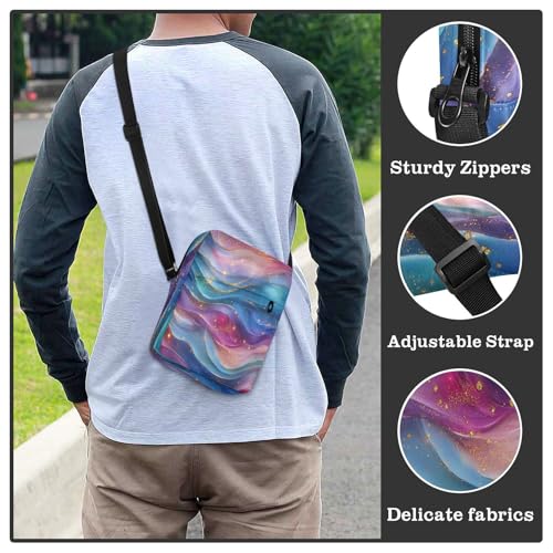 Burgundy Blue Rainbow mens messenger bag Shoulder Bag For Woman Croos Body Purses Adjustable Strap for business Outdoor Daily 6