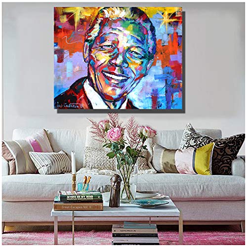 Portrait de Nelson Mandela sur Toile, Peinture sur Toile, reproductions d'art pour Le Salon, décoration de la Maison -60x80cm, sans Cadre