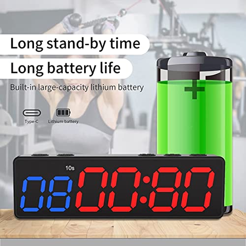 Reloj de entrenamiento con batería, mini gimnasio portátil con imán incorporado para gimnasio en casa, temporizador programable de cuenta atrás y cuenta ascendente miniatura 7