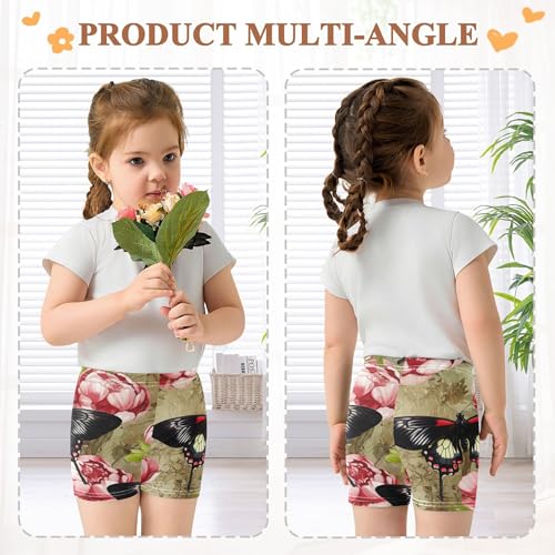 Floral Butterfly Rose Flowers Girls Biker Shorts Toddlers Cotton Under Dress Shorts Funny 4t Summer Clothes4