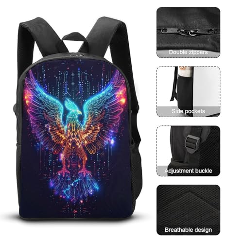 Sac à dos oiseaux 3D relief avec sac à lunch assorti et zips fluides - 4