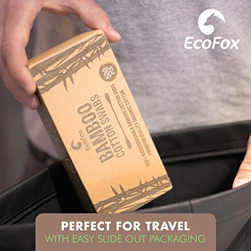 image for EcoFox Bamboo Cotton Swabs 200 Count | Biodegradable & Organic Wooden 