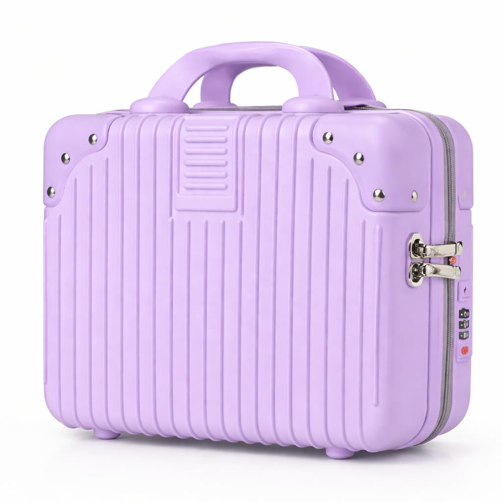Premium ABS Hard Shell Makeup Vanity Travel Case for Women with 3 Digit Combination Lock, Cosmetic Organizer Box, Secure Storage with Strong Zipper for Travel & Office Use (Lavender)-image-39